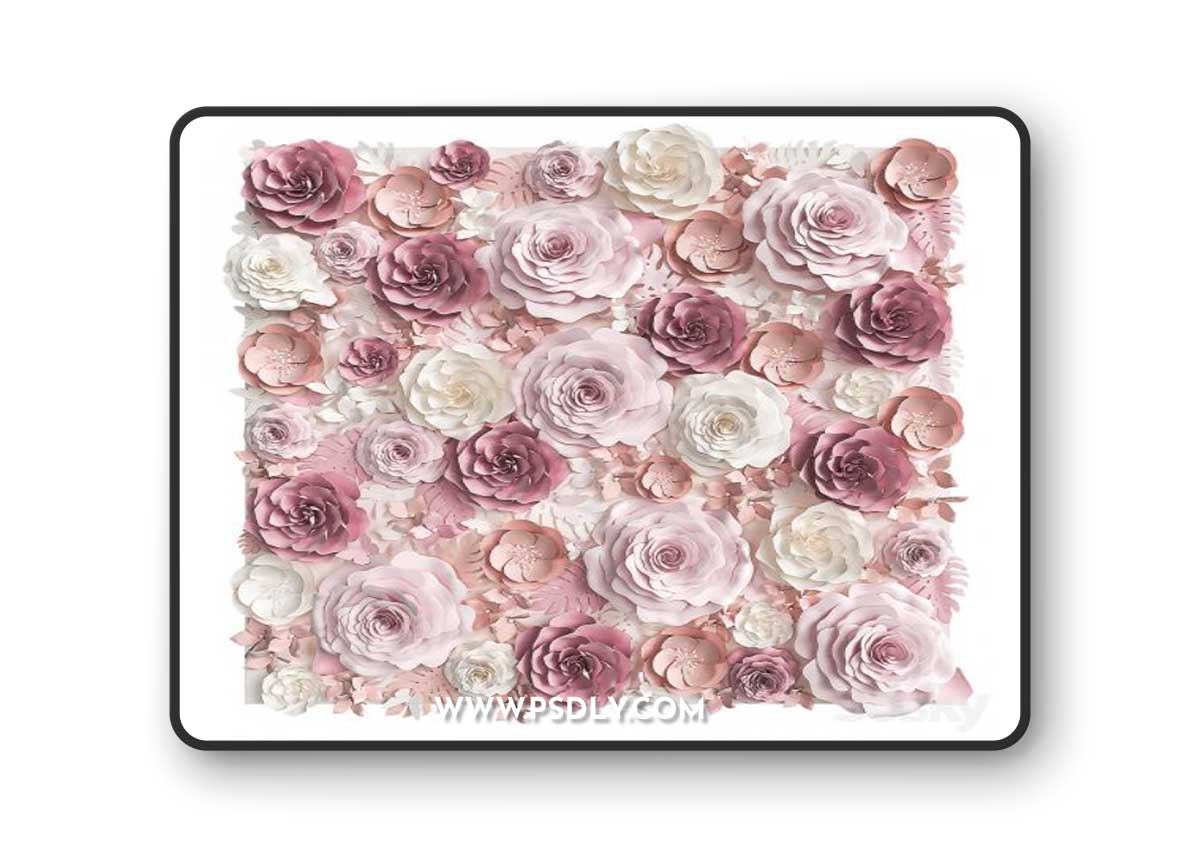 A wall of paper flowers. Photo background