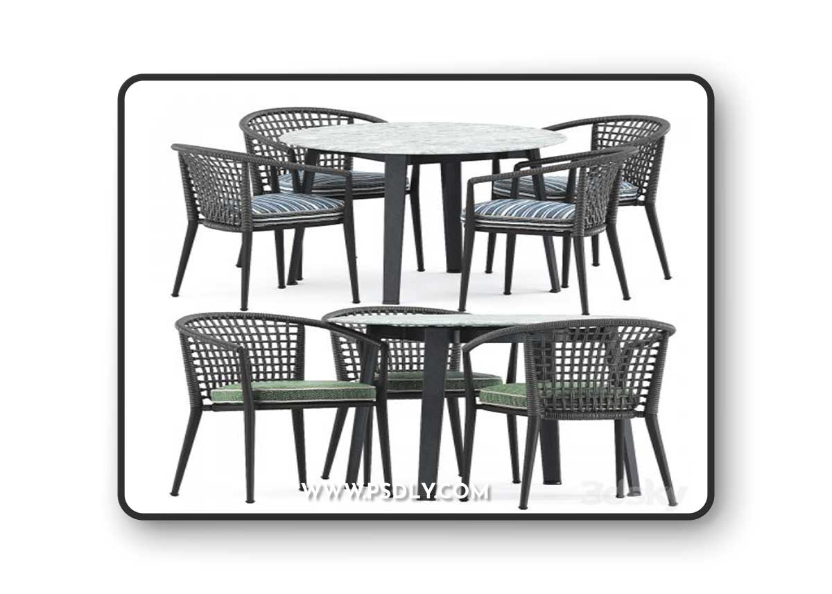 Erica 19 chair and Ginepro round Outdoor table by bebitalia