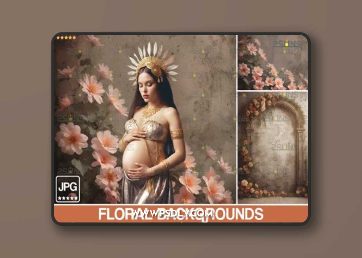 Floral Backgrounds, Digital Backdrop