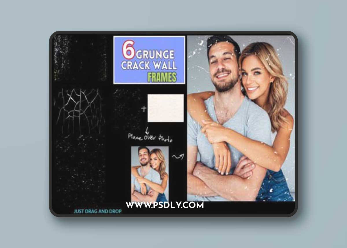 Grunge Crack Wall Frames - Photoshop Overlays
