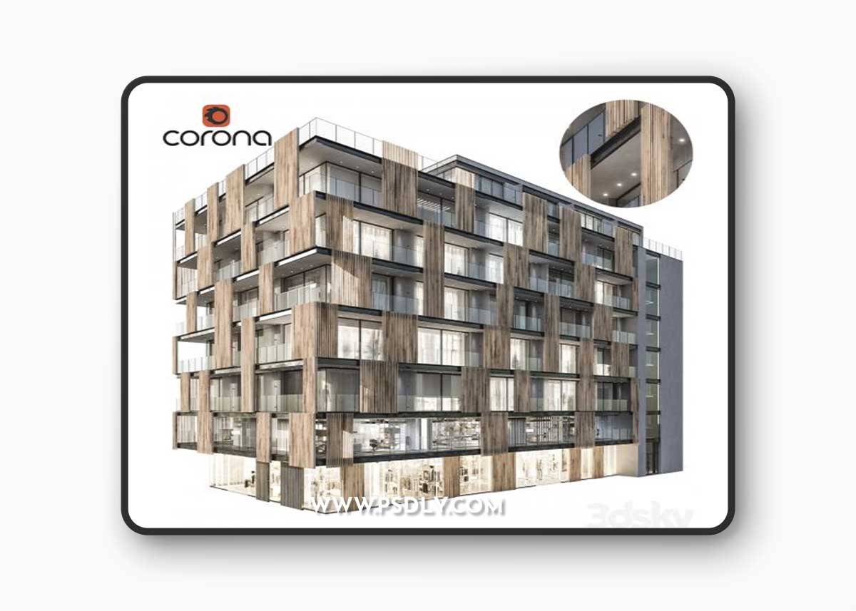 Modern residential building 04 3D Model