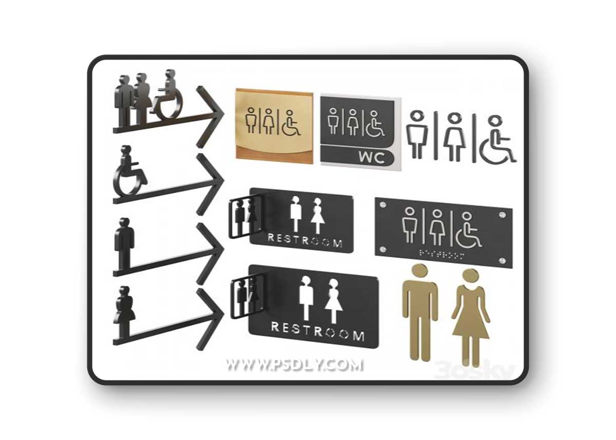 Restroom Directional Door Signs 2