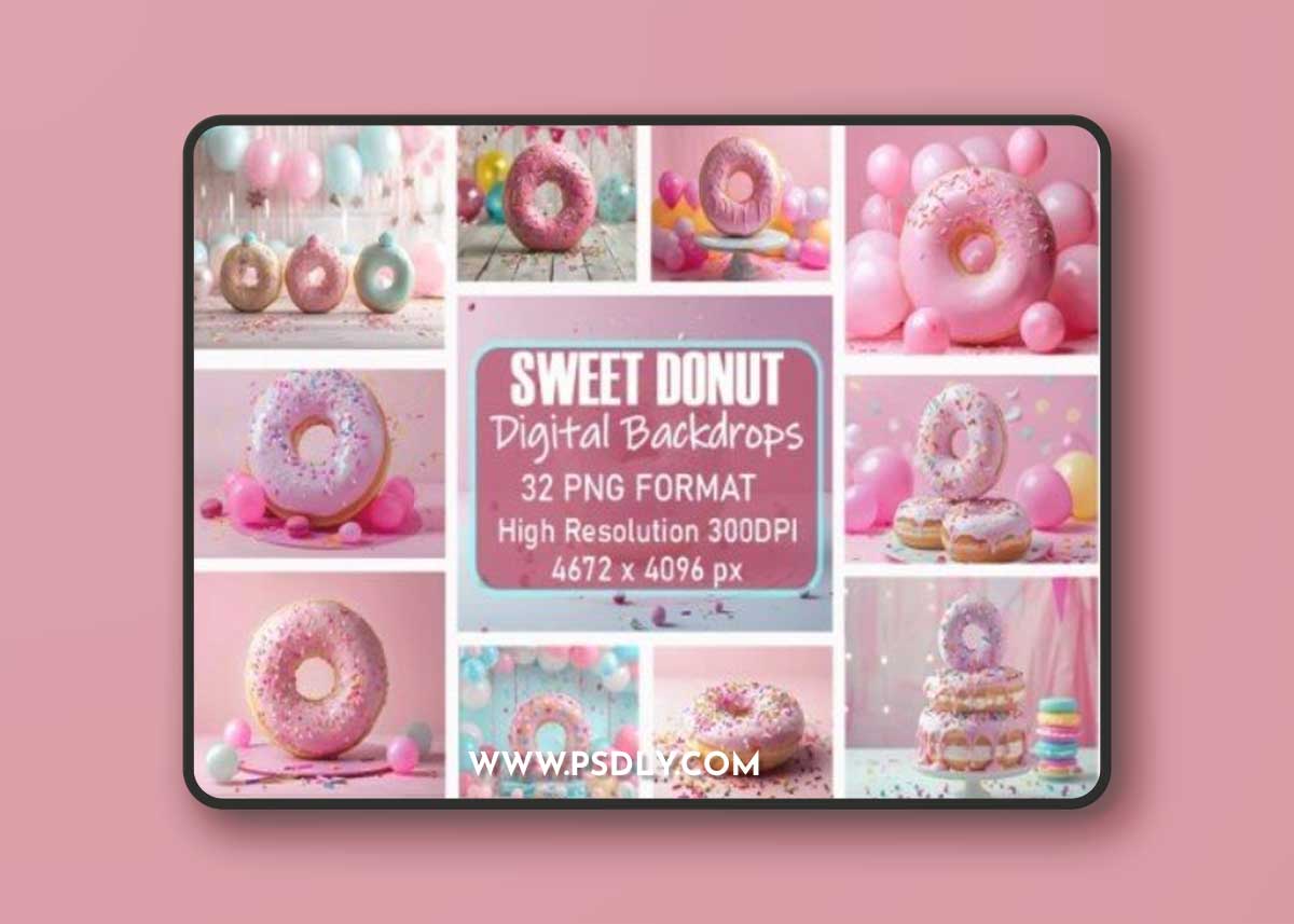 Sweet Donuts Concept Digital Backdrops