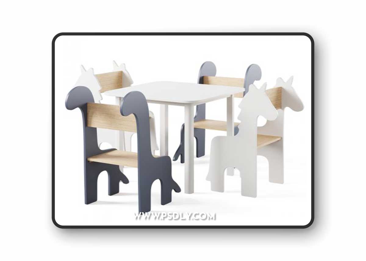 Table & Children's Animal Chairs by THE HOME DECO FACTORY