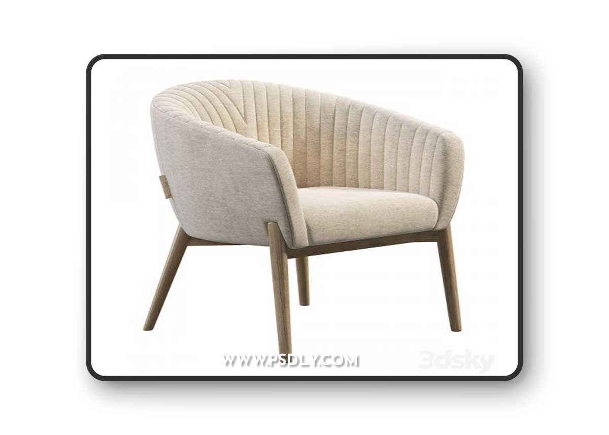 Upholstered Armchair with Channeled Back