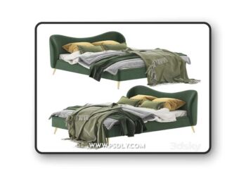 Made Kooper King Size Bed, Laurel Green Velvet