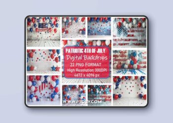 Patriotic 4th of July Digital Backdrops Bundle