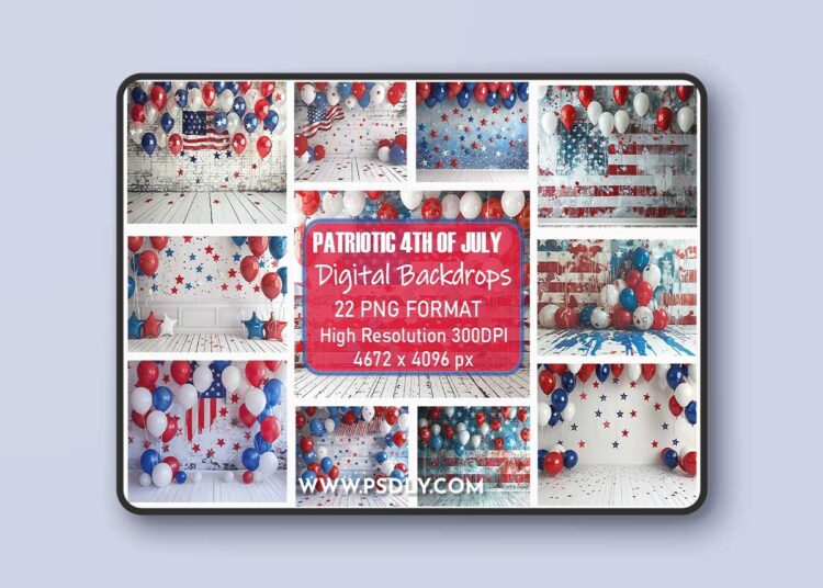 Patriotic 4th of July Digital Backdrops Bundle