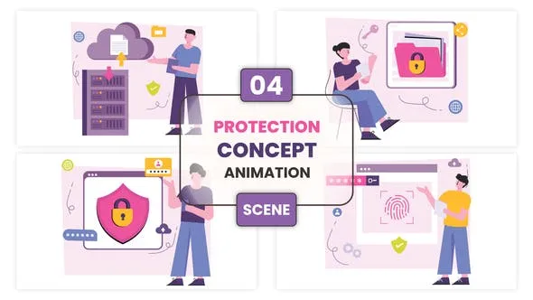 Videohive Data Protection Concept Illustration Animation Scene 53011312