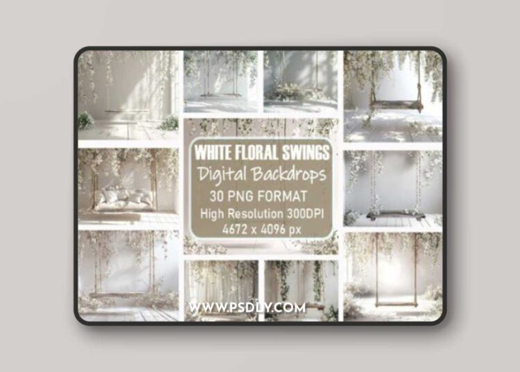 White Floral Swings Backdrops Bundle