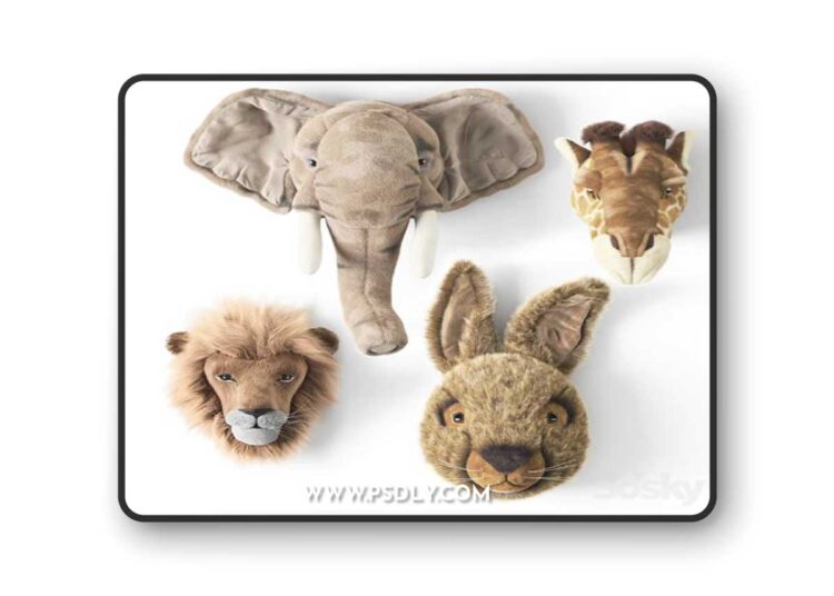 ANIMAL HEAD WALL BUSTS Elephant Giraffe Hare Lion