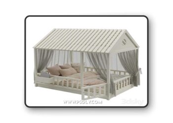 Children's bed with columns No. 3 3D Model