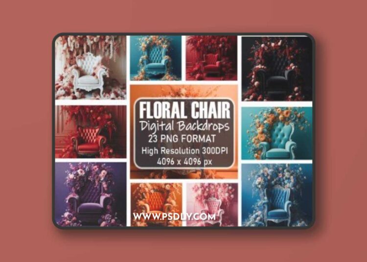 Luxury Floral Chair Digital Backdrops 1 Luxury Floral Chair Digital Backdrops