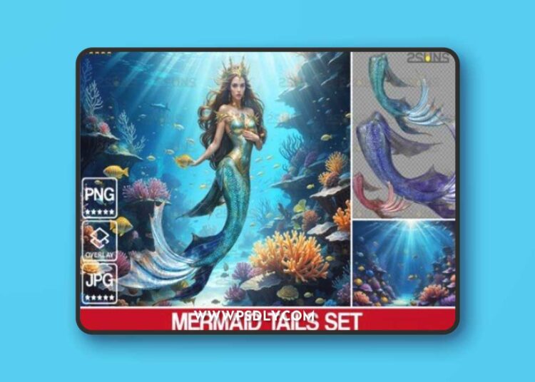 Mermaid Photoshop Overlays, Png Backdrop 1 Mermaid Photoshop Overlays, Png Backdrop