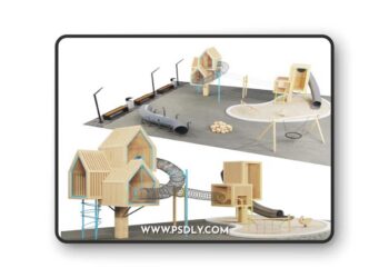 Modern wooden playground