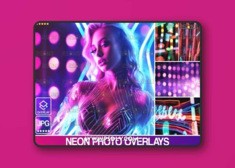 Neon Photoshop Overlays Bokeh Textures