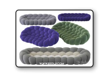 Roche Bobois Bubble Curved 2,5-seat & 4-seat Sofa