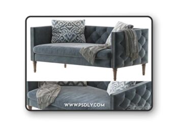 Vanves chesterfield settee 3D Model