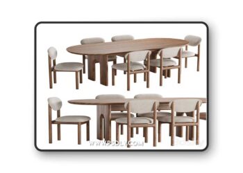 Bult table and chair 3D Model