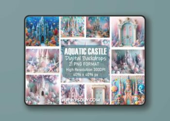 Fantasy Aquatic Castle Digital Backdrop