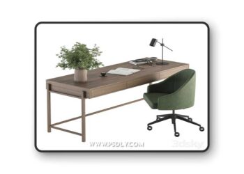 Home Office Green and Wood Set - Office Furniture 329