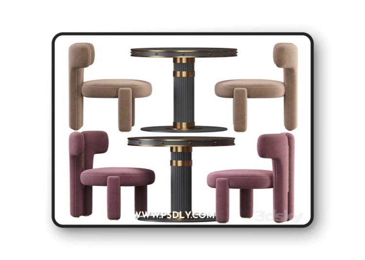 Idaho chair Willis dining table 3D Model