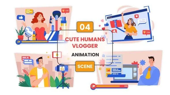 Videohive Cute Vlogger Animation Scene 54128629