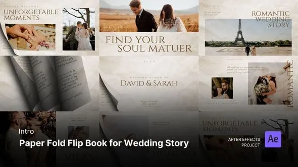 Videohive Intro - Paper Fold Flip Book for Wedding Story Effects Project Files 54301998