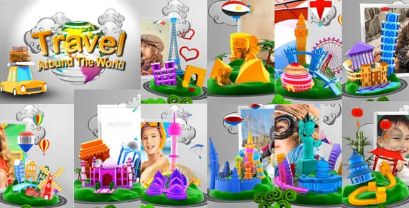 Videohive Travel Around The World Cartoon Car Version 8119893 1 Videohive Travel Around The World Cartoon Car Version 8119893