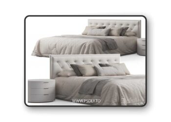 Alix Tufted Headboard Bed 3D Model