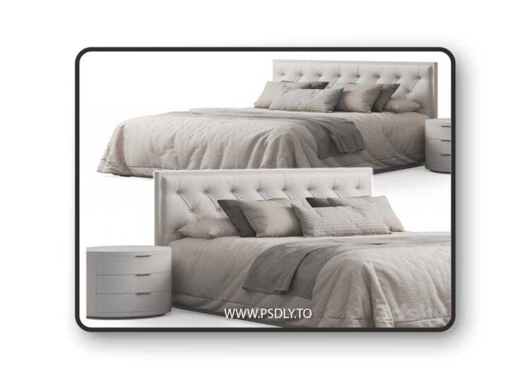 Alix Tufted Headboard Bed 3D Model