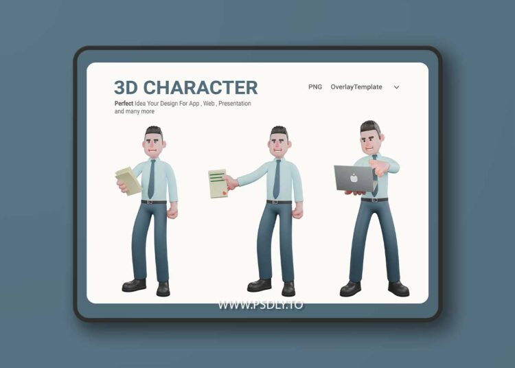 High-Res Financial Analysis 3D Cartoon Character 9YCAVBD