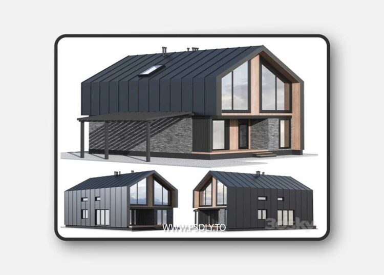 Barnhouse with carport 3D Model
