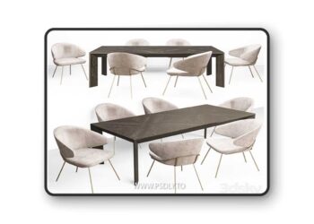Eichholtz Tremont Table and Kinley Chair Set 3D Model