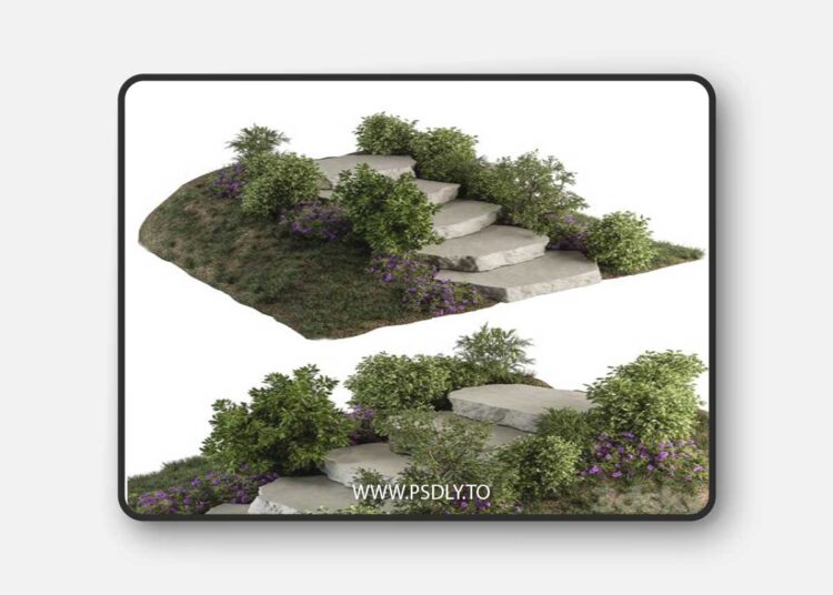 Landscape Furniture Rock stairs with Garden - Architect Element 56