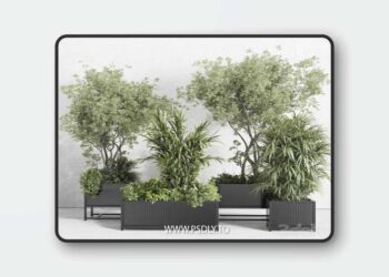 Metal box plants on stand - set indoor plant 425