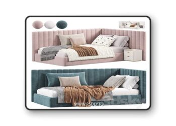 Sofa Bed Avalon Upholstered by Pbteen 3D Model