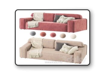 Straight and Corner Sofa 3D Model