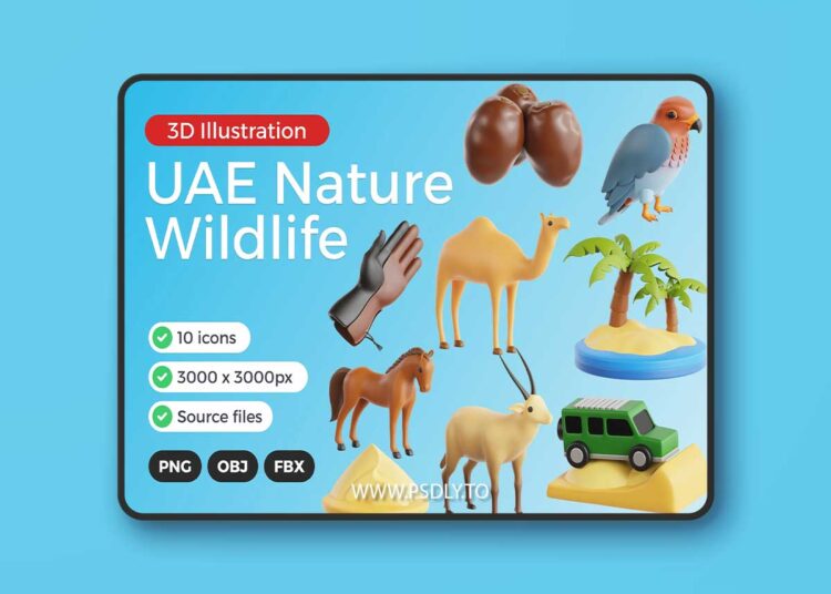 UAE Nature & Wildlife 3D Icon Set 3WHMDND