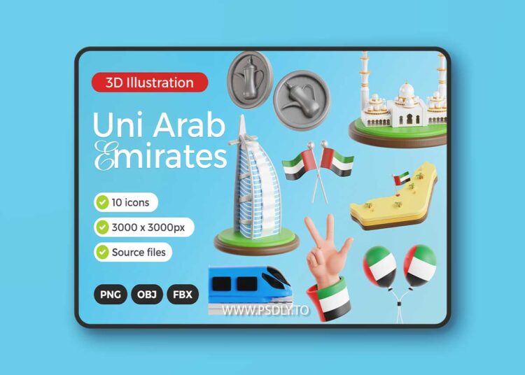 Uni Arab Emirates 3D Icon Set QLM8U4A