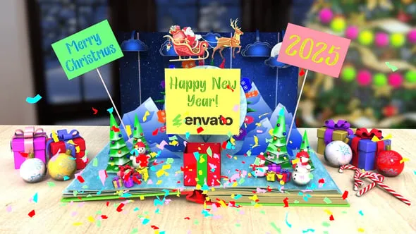 Videohive Christmas greetings popup book 55490530