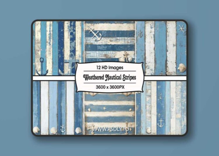 Weathered Nautical Stripes - 12 PNG Textures
