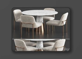West Elm & CB2 Dinning Set 2 3D Model