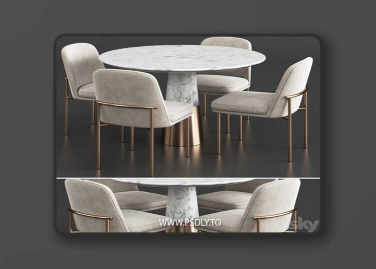 West Elm & CB2 Dinning Set 2 3D Model
