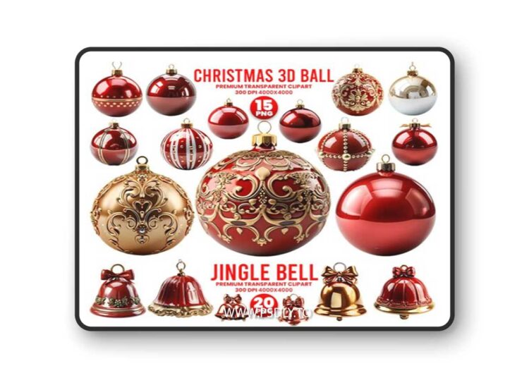 3D Holiday Balls and Jingle Bells