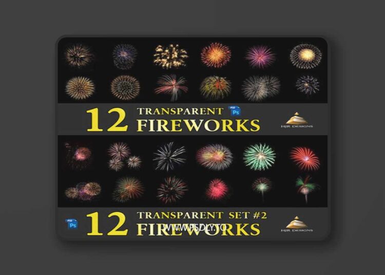 60 Transparent Fireworks - PSD Templates