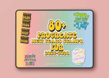 80+ New Years Stamps for [2025-2028] - Procreate Brushes