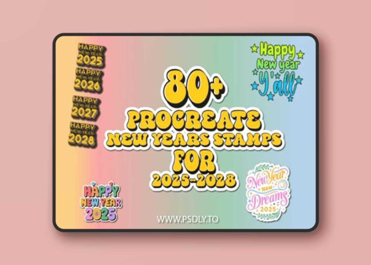 80+ New Years Stamps for [2025-2028] - Procreate Brushes