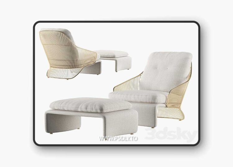 Armchair minotti colette 3D Model