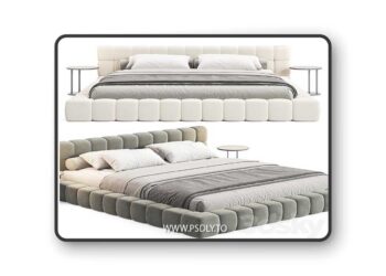 Aurora Technical Fabric Contemporary Bed Frame Queen Size